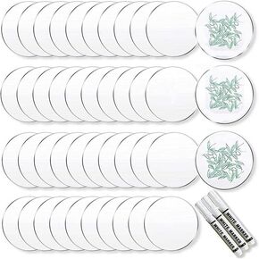 45 Pieces Clear Acrylic Circles Clear Disc Transparent Acrylic Round Circle Clear Disc Acrylic Sheet Acrylic Plastic Disc for Art Project and DIY for Drink or Protection for Furniture (4 Inch)