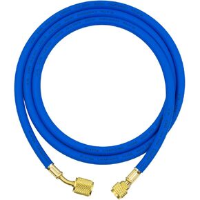 خرطوم تبريد بقطر 3/8 بوصة، 3/8 بوصة FL إلى 1/4 بوصة معتمد من فراغ FL، لـ R410A R134A R22 وجميع المبردات الشائعة، إخلاء واسترداد أسرع لنظام التدفئة والتهوية وتكييف الهواء (HVAC)، تدفق عالي، 6 أقدام، أزرق