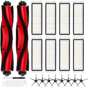 20PCS Accessories Kit Replacement Compatible with Roborock Q5 Pro / Q5 Pro+ / Q8 Max / Q8 Max+ Robot Vacuum, 1 Dual Main Brush, 6 Mop Cloth Pads, 6 Side Brushes, 4 HEPA Filters, 1 Cleaning Tool