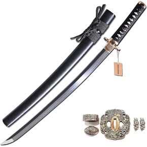 MURASAME Wakizashi Sword T10 Steel Clay Tempered Real Hamon Full Tang Very Sharp