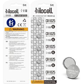 5 Pack CR1025 Lithium 3V Coin Battery, 3 Volt CR 1025 Button Cell Batteries, Durable Long-Lasting High Capacity 1025 Battery with 10-Year Shelf Life... 5 Count