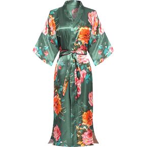 Women Bridal Robe Bride Bridesmaid Long Kimono Dressing Gown Sleepwear for Wedding Getting Ready