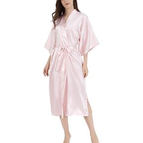 Women Bridal Robe Bride Bridesmaid Long Kimono Dressing Gown Sleepwear for Wedding Getting Ready