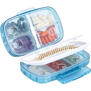 منظم حبوب الدواء للسفر من دافيكي، موزع حبوب الدواء الأسبوعي مرة واحدة في اليوم، صندوق حبوب كبير، حافظة حبوب دواء مقاومة للرطوبة مكونة من 8 أقسام، حامل حبوب محمول للأدوية والمكملات الغذائية والفيتامينات (أسود) in Kuwait