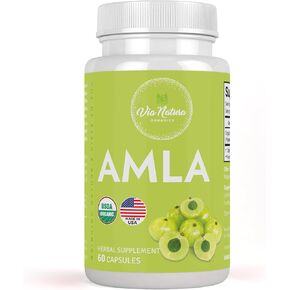 Amla Capsules 1000mg | Organic Herbal Supplement | Natural Source of Vitamin C | 60 Capsules