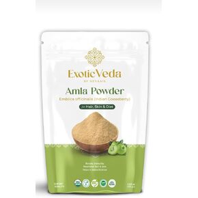 Organic Amla Powder Herbal Supplement Indian Gooseberry or Emblica Officinalis Helps Detoxify, Boost Immunity, Hair Growth & Long Hairs, Promotes Eye Health, 100% Natural, Non-GMO (100g)
