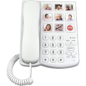 Corded Big Button Picture Phone for Seniors with Speaker Redial, Hands Free Landline Desk Telephone, Amplied Large Button Home Phones