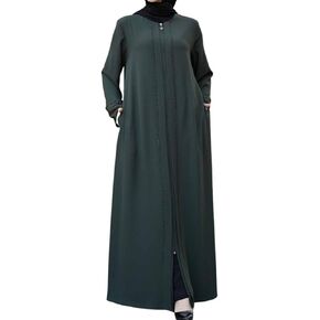 Women's Abaya Lace Applique Long Sleeve Floor Length Zipper Floor Length Turkey Islamic Fashion (Green, S) in Kuwait