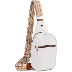 Sling Bag for Women Leather Fanny Pack Crossbody Bags with Adjustable Strap, Fashion Waist Pack Chest Bag for Women Travel Crossbody Purse (Beige)