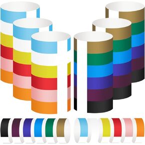 1200pcs Comfortable Wrist Bands for Event, Premium Waterproof Paper Wristbands for Events, Tear Resistant 12 Vivid Colored Wristbands for Events for Concerts Festivals Admission Party