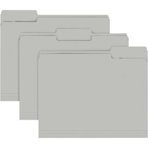 File Folder, RAZCC 150 Pack 1/3 Cut Tab File Folders Letter Size, Grey, Folders with Tab in Left, Right, Center Positions, Great for Organizing and Easy File Storage