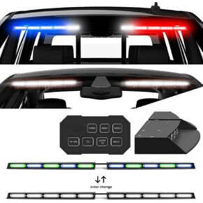 SpeedTech Lights Super Take Down Raptor TIR Upper Windshield Interior Split LED Strobe Visor Light Bar for Hazard Emergency Vehicle Warning Flashing/STD w/Control Box - Amber/Amber - Clear