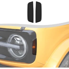 for Bronco Front Turning Lamp Side Warning Lamp Cover Kit 2Pcs Compatible with Ford Bronco 2021 2022 2023 (Smoked Black)