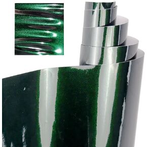 Gloss Emerald Green Vinyl Wrap, 1.5ft X 5ft Black Green Automotive Vinyl Wraps Film Foll - Air Release Self Adhesive Vehicle Interior/Exterior Sticker - Car Vinyl Wraps (45cm*1.5m)