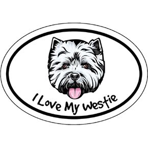 WickedGoodz I Love My Westie Vinyl Decal - West Highland Terrier Dog Breed Bumper Sticker - for Laptops Windows Cars Trucks