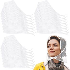 Tarpop 24 Pcs Women's Rain Bonnet Rain Cap with Visor Clear Waterproof Rain Scarf Plastic Rain Hats for Women Lady Rain Wear