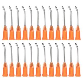 PATIKIL 14Ga x 1 Inch Dispensing Needle Tips, 24Pcs Stainless Steel 45 Degrees Pre Bent Glue Needle Tube Blunt Tips with Luer Lock for Glue Oil Applicator, Olive