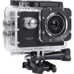 Sport Underwater Camera, 1080P Outdoor Camera with 2inch LCD Screen, 140° Wide Angle 30m Waterproof Action Camera, USB 2.0 Interface, Support 32GB TF Card(Black)