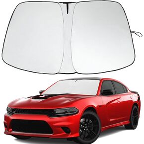 2024 Upgrade Front Windshield Sunshade fit for Dodge Charger 2011-2024 Foldable Car Shade 240T Reflective Polyester Automotive Windshield Sunshades Dodge Charger Sun Shade Keeps Your Vehicle Cool