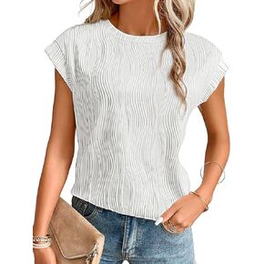 Womens Summer Tops 2024 Short Sleeve Shirts Fashion Spring Blouses Dressy Casual Clothes Trendy Tunics