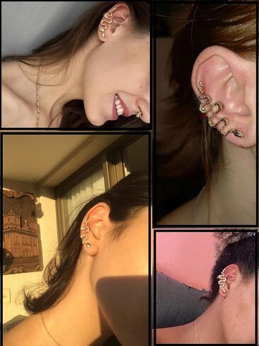 Gold Snake Earrings for Women Snake Ear Cuff Zircon Snake Ear Climber Earrings Ear Wrap Earrings for Girls in Saudi Arabia