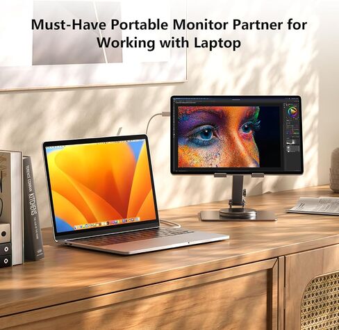 Portable Monitor Holder Stand Swivel Height Adjustable Mount Holder for 15.6 Portable Monitor, Metal Foldable Bracket for Portable Monitor/iPad/Phones/Graphic Pads, Aluminum Alloy, Space Grey in Saudi Arabia