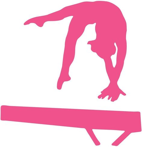 ملصقات حائط للفتيات - صورة ظلية لرياضة الجمباز - وردي فاقع - 30 بوصة × 30 بوصة - رسم قابل للتقشير واللصق in Kuwait