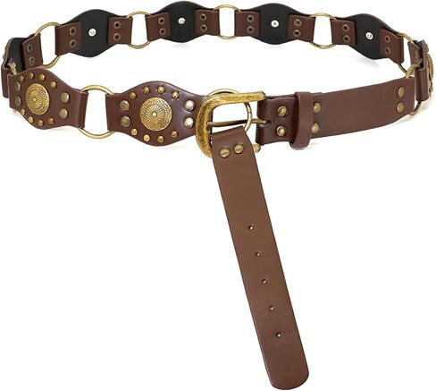 Western Belts for Women Vintage Rivet Leather Belts Cowgirl Punk Waist Belt for Skirts Jeans Dress in Saudi Arabia