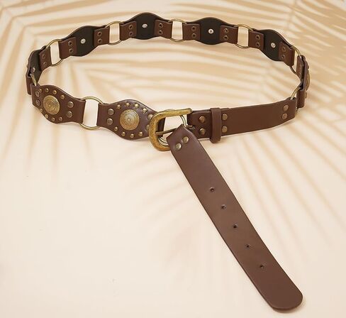 Western Belts for Women Vintage Rivet Leather Belts Cowgirl Punk Waist Belt for Skirts Jeans Dress in Saudi Arabia