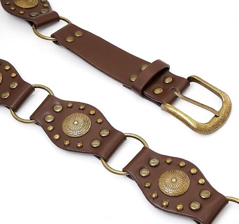 Western Belts for Women Vintage Rivet Leather Belts Cowgirl Punk Waist Belt for Skirts Jeans Dress in Saudi Arabia