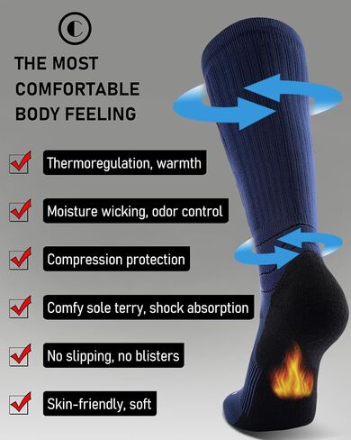 Ski Socks Merino Wool (Pack of 2) for Skiing, Snowboarding, Winter Warm in Saudi Arabia