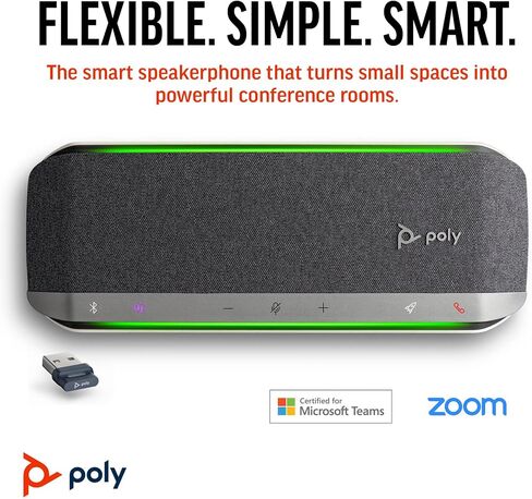 Poly - Sync 40+ Bluetooth Smart Speakerphone (Plantronics) - Flexible Work Spaces - Connect to PC/Mac via Included BT600 Dongle and Smartphones via Bluetooth - Works with Teams, Zoom & More in Kuwait