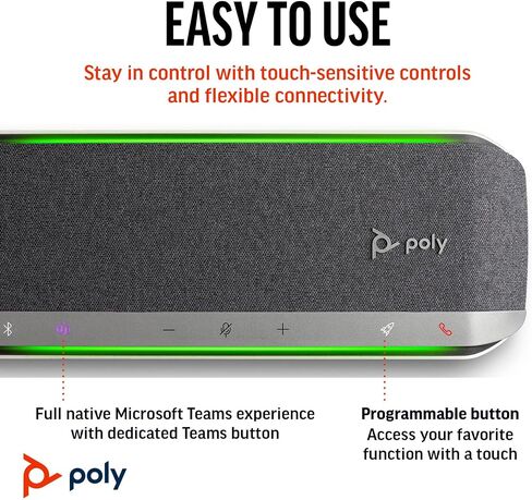 Poly - Sync 40+ Bluetooth Smart Speakerphone (Plantronics) - Flexible Work Spaces - Connect to PC/Mac via Included BT600 Dongle and Smartphones via Bluetooth - Works with Teams, Zoom & More in Kuwait