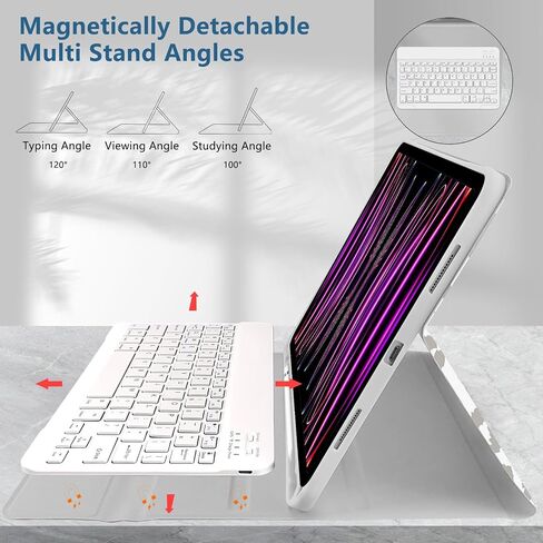 TopPerfekt for iPad Pro 11" 4th/3rd/2nd/1st Gen (2022/2021/2020/2018) Keyboard Case, Magnetically Absorbent, Auto Sleep/Wake, Support 2nd Gen Pencil Wireless Charge, with Pencil Holder - Black Leopard in Saudi Arabia