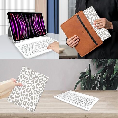 TopPerfekt for iPad Pro 11" 4th/3rd/2nd/1st Gen (2022/2021/2020/2018) Keyboard Case, Magnetically Absorbent, Auto Sleep/Wake, Support 2nd Gen Pencil Wireless Charge, with Pencil Holder - Black Leopard in Saudi Arabia