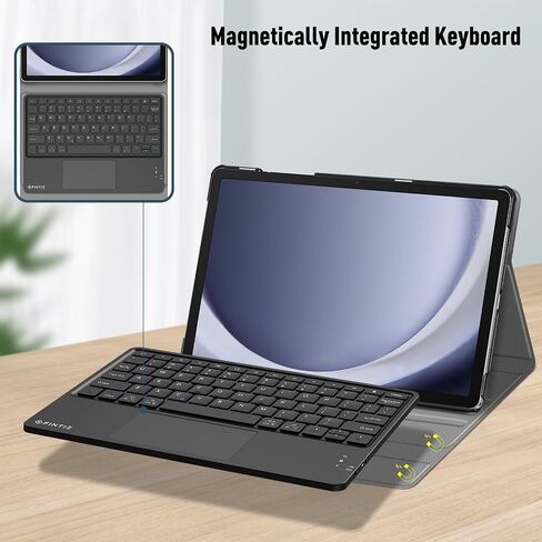 حافظة لوحة مفاتيح Fintie لجهاز Samsung Galaxy Tab A9 Plus/A9+ 5G 11 بوصة موديل 2023 (SM-X210/X216/X218)، غطاء حامل نحيف مع لوحة مفاتيح بلوتوث لاسلكية مدمجة قابلة للفصل، أسود in Saudi Arabia