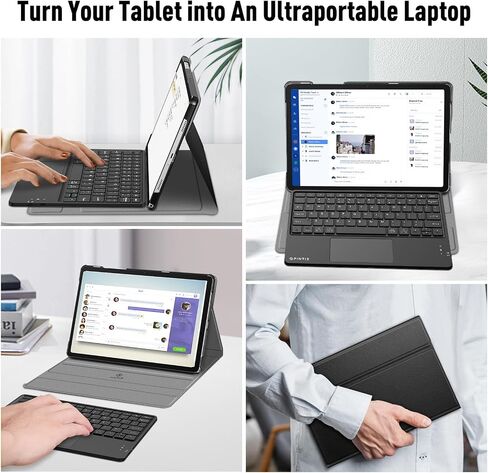 حافظة لوحة مفاتيح Fintie لجهاز Samsung Galaxy Tab A9 Plus/A9+ 5G 11 بوصة موديل 2023 (SM-X210/X216/X218)، غطاء حامل نحيف مع لوحة مفاتيح بلوتوث لاسلكية مدمجة قابلة للفصل، أسود in Saudi Arabia