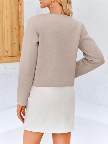 Saodimallsu Womens Button Down Cropped Cardigan Sweaters Cute Bow Long Sleeve Crew Neck Knit Sweater Jacket Coat in Saudi Arabia