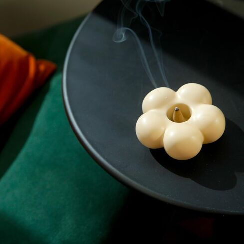 حوامل شموع لطيفة، حوامل شمعدان سيراميك لطاولة مركزية على شكل زهرة ديكور المنزل وحفلات الزفاف وغرفة المعيشة (أبيض) in Kuwait