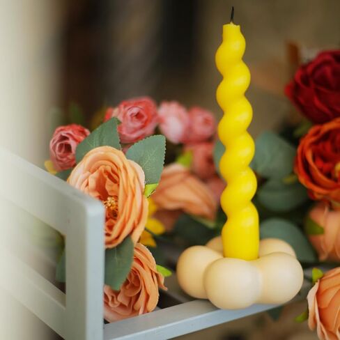 حوامل شموع لطيفة، حوامل شمعدان سيراميك لطاولة مركزية على شكل زهرة ديكور المنزل وحفلات الزفاف وغرفة المعيشة (أبيض) in Kuwait