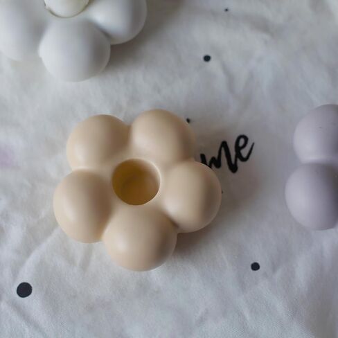 حوامل شموع لطيفة، حوامل شمعدان سيراميك لطاولة مركزية على شكل زهرة ديكور المنزل وحفلات الزفاف وغرفة المعيشة (أبيض) in Kuwait