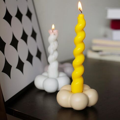 حوامل شموع لطيفة، حوامل شمعدان سيراميك لطاولة مركزية على شكل زهرة ديكور المنزل وحفلات الزفاف وغرفة المعيشة (أبيض) in Kuwait