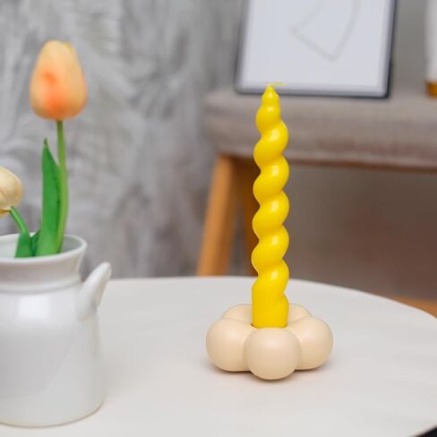 حوامل شموع لطيفة، حوامل شمعدان سيراميك لطاولة مركزية على شكل زهرة ديكور المنزل وحفلات الزفاف وغرفة المعيشة (أبيض) in Kuwait