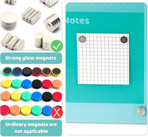 Glass Dry Erase Board, 12" x 10" Magnetic Glass Whiteboard for Desk, Frameless Pink Glass Board with 3 Markers, to Do List Planner for Office, Home, School in Kuwait