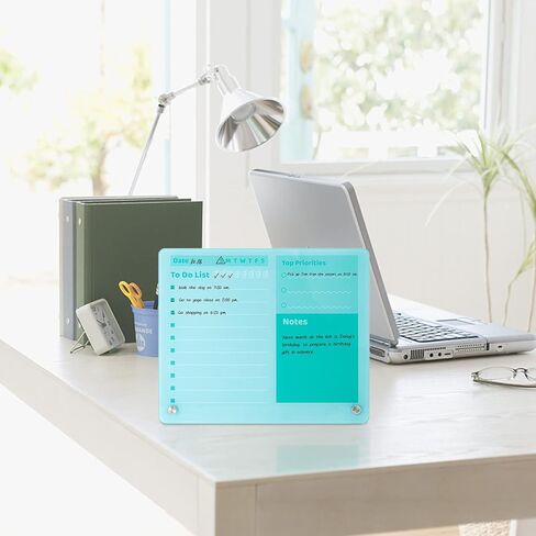 Glass Dry Erase Board, 12" x 10" Magnetic Glass Whiteboard for Desk, Frameless Pink Glass Board with 3 Markers, to Do List Planner for Office, Home, School in Kuwait