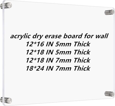 Large Hanging Blank Clear Acrylic Dry Erase Board for Wall Mount Non Magnetic Floating 18x24 Inches Useful Office School Family (18 * 24, Clear) in Saudi Arabia