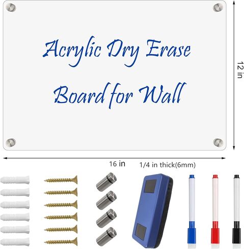 Large Hanging Blank Clear Acrylic Dry Erase Board for Wall Mount Non Magnetic Floating 18x24 Inches Useful Office School Family (18 * 24, Clear) in Saudi Arabia