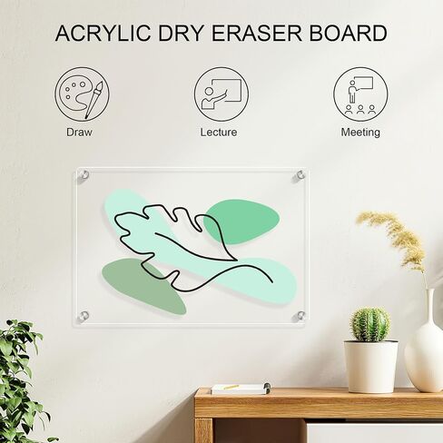 Large Hanging Blank Clear Acrylic Dry Erase Board for Wall Mount Non Magnetic Floating 18x24 Inches Useful Office School Family (18 * 24, Clear) in Saudi Arabia