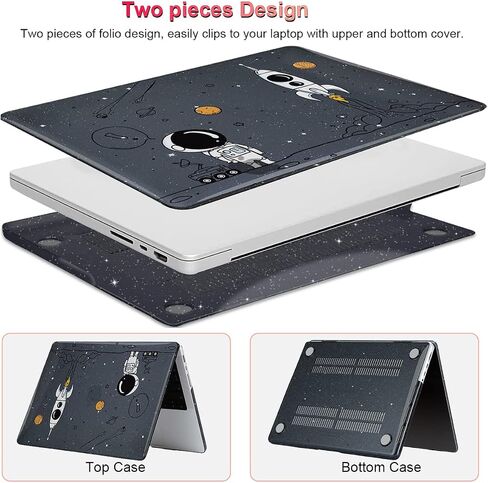 2021 2022 2023 M3 MacBook Pro 14 inch Case A2918 A2992 A2779 M2 M1 A2442 Cover, Glitter Crystal Black Printed Plastic Hard Shell Case for Mac 14 M3 2023 Touch ID, Astronauts & Spacecraft in Saudi Arabia