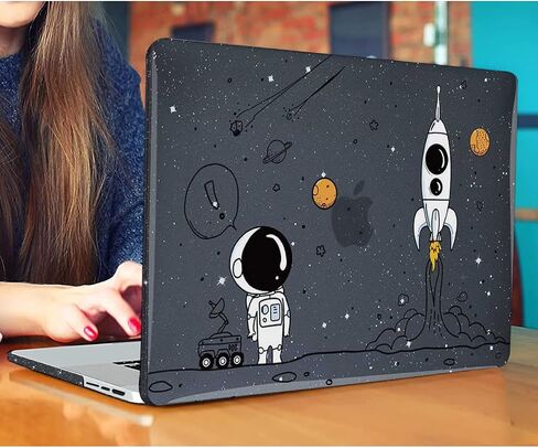 2021 2022 2023 M3 MacBook Pro 14 inch Case A2918 A2992 A2779 M2 M1 A2442 Cover, Glitter Crystal Black Printed Plastic Hard Shell Case for Mac 14 M3 2023 Touch ID, Astronauts & Spacecraft in Saudi Arabia
